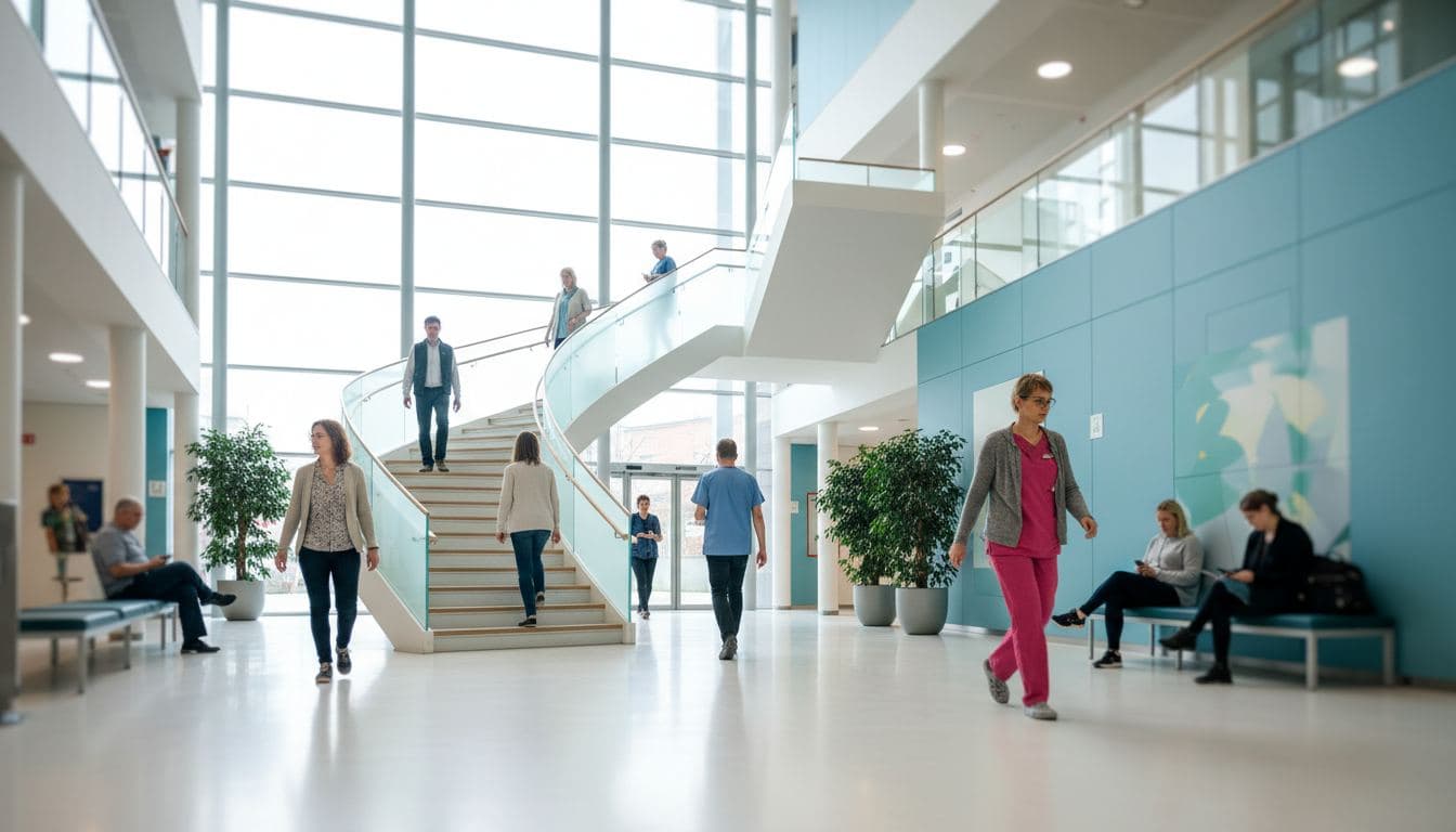 Helles Atrium des Klinikums