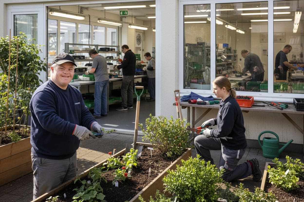 Menschen arbeiten im Garten