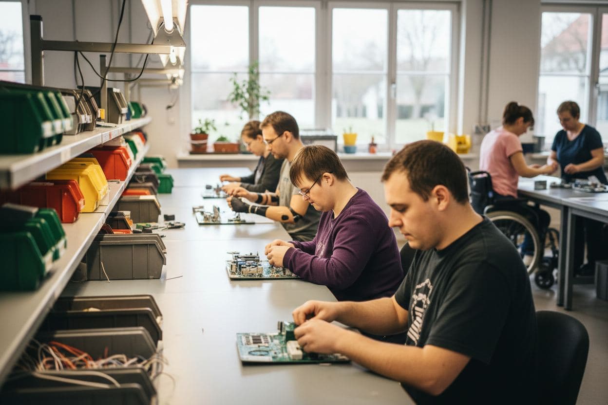 Menschen arbeiten in der Montage