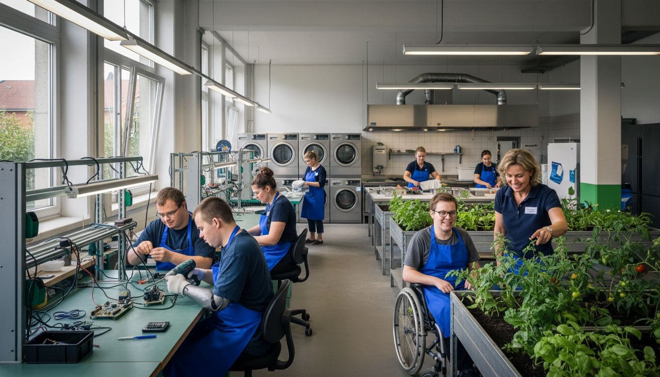 Ein Mensch lernt die Werkstatt kennen