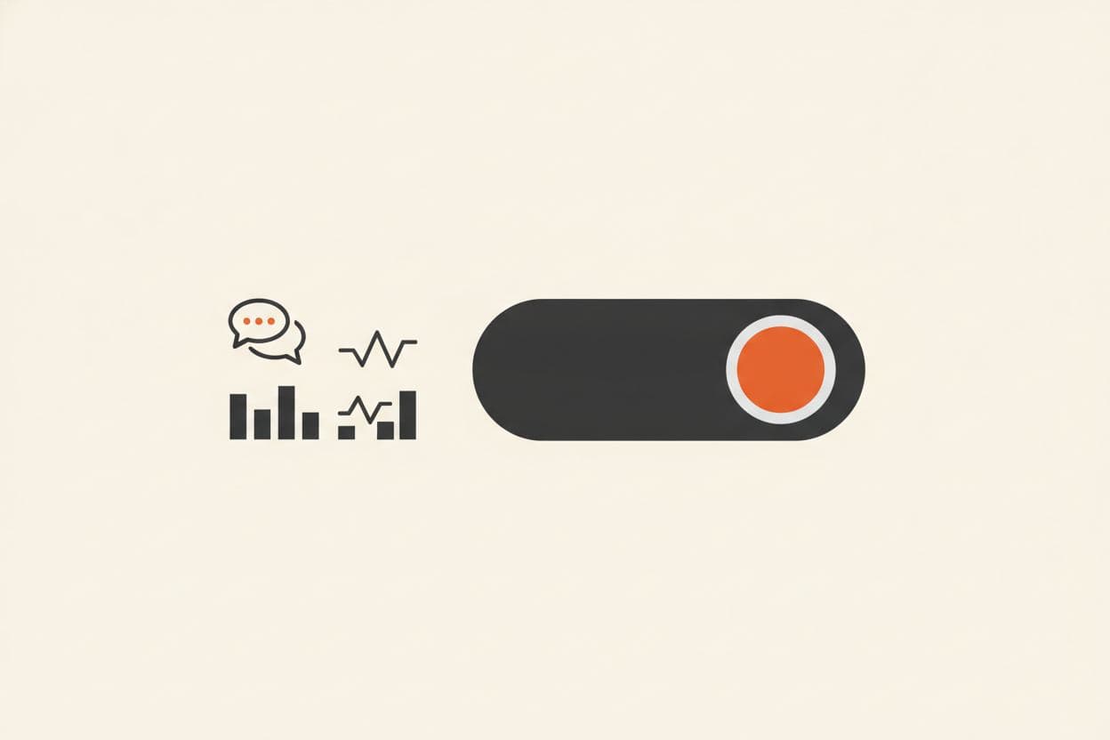 Illustration eines Team-Dashboards mit Auswertungen und einem Notaus-Schalter